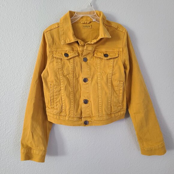 Kidpik Girls Mustard Yellow Denim Jacket Size M (10) - Picture 3 of 12